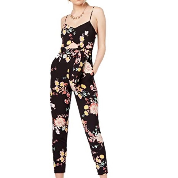 Material Girl Juniors' Printed Cutout Jumpsuit Size S - Picture 1 of 4